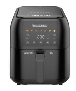 BLACK+DECKER Digital Air Fryer, 8L Family-Sized Capacity, 7 Preset Functions, Rapid Air Convection for Healthy Frying, Adjustable Temperature 80-200°C, Easy Clean, 8 L 1700 W SAF80-B5 Black