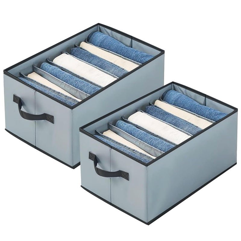 HOMFIL ® Wardrobe Organizer For Clothes Organisers Storage Box Clothes Organiser For Wardrobe Stackable Organizer For Wardrobe Cloth Storage Box Drawer Organizer (Grey, Pack of 2)