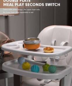 Soft Touch Baby High Chair High Chair for Toddlers Foldable Baby Chair Toddler Feeding Chair with Removable PU Leather and Tray - Image 4