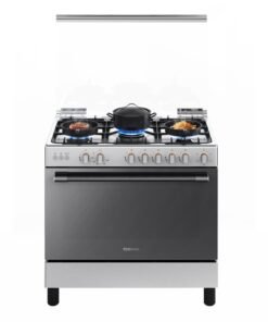 Toshiba 90 x 60 cm 5-Burner Gas Cooker Burner Steel With Cast Iron Pan Support RL2-90G5GE(MR) Clear