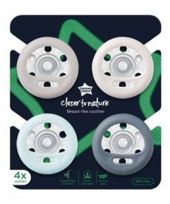 tommee tippee Pack Of 4 Breast-Like Soother Skin-Like Texture Symmetrical Orthodontic Design, 0-6 Months Dummies For Boy