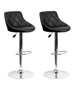 Sabir & Bros Furniture LLC SBF Height Adjustable Bar Stools | Set of 2 PU Leather Swivel Chairs with Backrest and Footrest | Hydraulic Chrome Base for Kitchen & Dining, Black