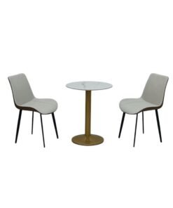 SULSHA 3-Piece Square Dining Set | Sturdy Kitchen Dining Table With 2 Dining Chairs | 1+2 Seater Modern Design Furniture For Home, Dining Room - 60x60x75 White/Mable