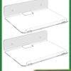 Anmi Set of 2 Acrylic Floating Wall Shelves Hanging Shelves, Adhesive Wall Display Shelf Stand for Plant Pot, Speaker, Security Camera, Figures in Office and Home, 8 x 6 Inch