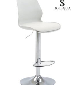 SULSHA Modern Height Adjustable Chair , Bar Chair , Bar Stool Set Leather Padded Stool WHITE/Silver
