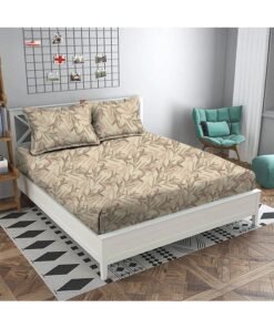 Danube Home Albany Queen Bed Fitted Sheet Set 160x200+30 cm/50x75+15 cm Leaf Linen | 80 Cotton; 20 Lyocell Bedding Set For Bedroom