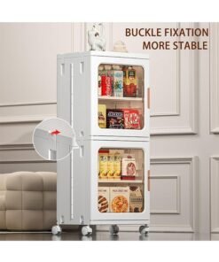 JCB CHIC 4-Tiers Bathroom Storage Cabinet, Plastic Narrow Bathroom Storage Organizer with Doors and Shelves, Bathroom Storage Floor Cabinet for Small Spaces, Bathroom, Kitchen, Laundry - Image 3