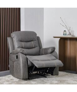 Alternative view of DANUBE HOME Adric Recliner Faux Leather Sofa Accent Relaxing Chair Metal Leg Single Seater Modern Design Living Room Furniture Dark Grey Dark Grey 82x80x98cm