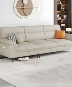 Comfynest Extra Long Pine Wood Modern Sofa With Storage Seats 3 No Resis//Tures Thick Cushion - Anti Cat Scratch Fabric 210 X 86 X 90 Cm Beige-Coffee