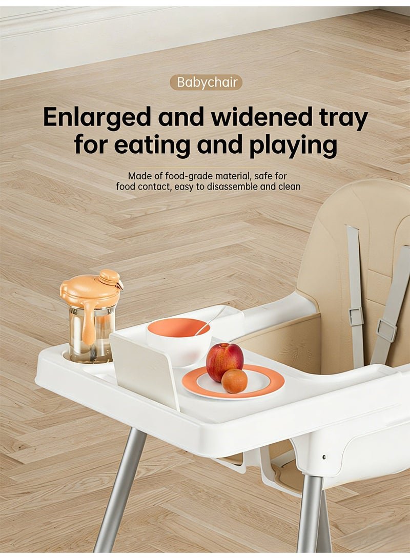 KOYIS 2-in-1 Baby High Chair, Height Adjustable Highchair for Babies and Toddlers, With Cushion Footrest Tray and Safety Belt, Booster Seat for Kitchen, Dining & Outdoor Use, Easy to Clean & Storage, From 4 months to 4 years old - White - Image 2