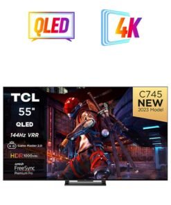 TCL 55 Inch, QLED (2023), 144HZ VRR , Google TV, Built in receiver - 55C745 Black 55C745 Black