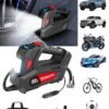 BESTPEAK Tire Inflator, Air Compressor, Tire Inflator, Portable Electric Car Tire Pump with Tire Pressure Gauge, Auto Stop Car Air Pump, with 3 Nozzle Valve Adapter and LED Light, Car Accessories, Portable Air Pump DC 12V Car Tire Pump for Car Tires, Motorcycles, Bicycles and Other Inflatable Items