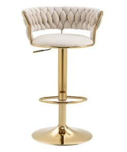 Swivel Velvet Beige Bar Stools, Adjustable Counter Height Barstools Gray Bar Chairs Modern Counter Stools