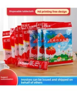 Disposable Tablecloth Red White Tablecloth Pe Plastic Tablecloth Wedding Catering Banquet Hotel Supplies-Specifications:Imitation Silk Red Tablecloth 220x220cm (400g Red) 5 Pieces Per Pack