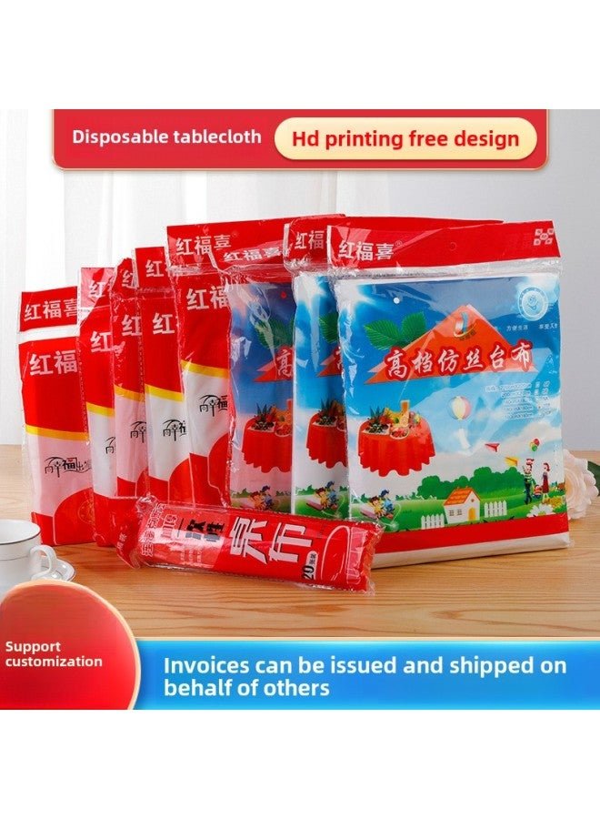 Disposable Tablecloth Red White Tablecloth Pe Plastic Tablecloth Wedding Catering Banquet Hotel Supplies-Specifications:Imitation Silk Red Tablecloth 220x220cm (400g Red) 5 Pieces Per Pack
