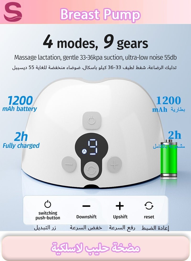 Serinovia Wearable, Electric Single Breast Pump, Hands Free, Portable,Painless,Strong Suction, Low Noise, 3 Modes 9 Levels, 21/24mm Insert Accessories, Discreet Portable - 1 Piece