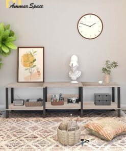 Ammar Space Modern TV Console for Living Room - 75 Inch Wood Media Center TV Stand with Open Storage Shelves TV Cabinet Media Storage Stand Console Table Industrial Design 173.5*40*51cm