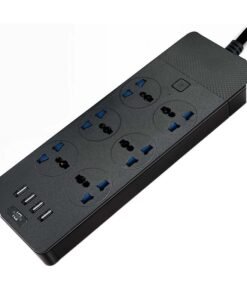 Unipower Power Strip Extension Cord with 6 Outlets, Universal Plug Adapter, 4 USB Ports, Surge Protector, and 2M Bold Extension Cord (Black) with Switch