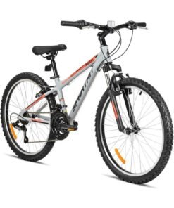 Spartan Galaxy Mountain Bicycle | 24 Inch Wheel Size | 21 Speed Shimano Gears |For Teens And Adults | Gray/Orange