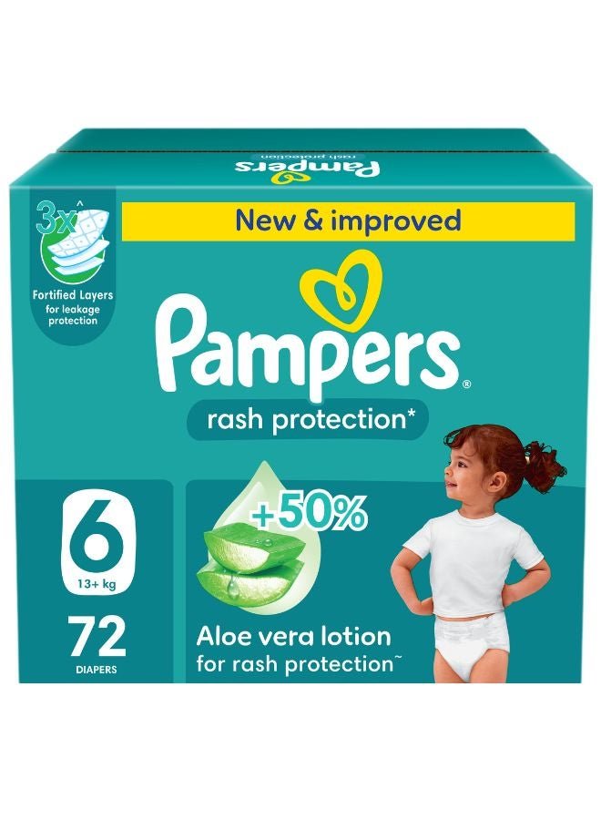 Pampers Aloe Vera Taped Diapers Size 6 Mega Box 72 Count