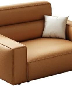 Comfynest Orange Anti Cat Scratch Leather Standard Sofa With Stain Resistant Features