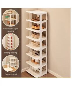 9 Tier Shoe Rack Space Saving Organizer for Large Shoes, Narrow Shoe Rack, Stackable Shelf , White