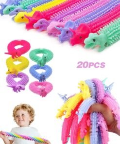 Sweet Life 20 Pcs Stretchy String Fidget Toys, Dinosaur Sensory Noodle Strings, Textured Stretchy String for Kids Adults Stress Relief, Party Favors