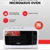 GEEPAS Digital Microwave Oven with Adjustable temperature and Timer function Reheating and Defrost function  Child lock  Digital controls 20 L 1200 W GMO1895-20LD White
