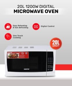 GEEPAS Digital Microwave Oven with Adjustable temperature and Timer function Reheating and Defrost function  Child lock  Digital controls 20 L 1200 W GMO1895-20LD White