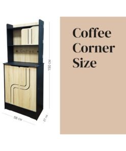 TPGP Coffee Corner || Coffee Table || Coffee Bar for living room, Kitchen, dining room and Office, Coffee machine stand with cabinet storage Size 58x27x150 cm (Made Of Foam plastic) (Black And Wooden)