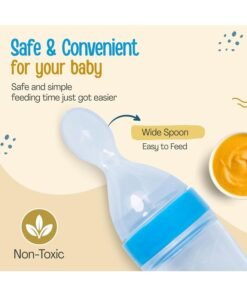 Luvlap Feeding Spoon with Squeezy Food Grade Silicone Feeder Bottle, for Infant Baby, 90ml, BPA Free - Image 3