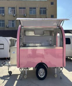 Pink Standard Model Small Towable Food Trailer for Outdoor Use Bakeries Restaurants Ice Cream Hotdog Snack Food 3-Year Warranty