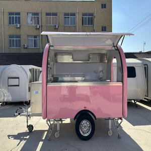 Pink Standard Model Small Towable Food Trailer for Outdoor Use Bakeries Restaurants Ice Cream Hotdog Snack Food 3-Year Warranty