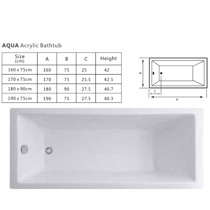 Immerse yourself in comfort: aqua large acrylic bathtub – 160cm bliss - Image 2