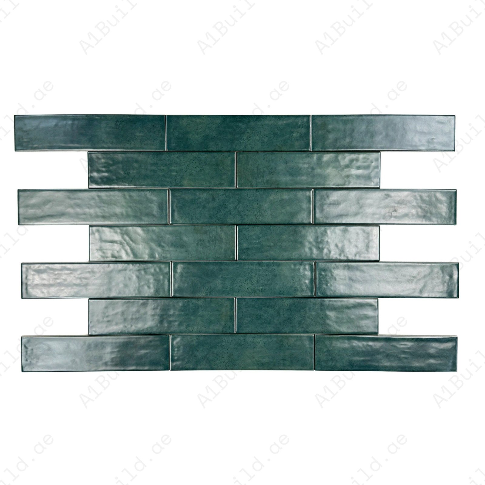 Dark Sea Green Semimatte Porcelain Artisanal Tile - Image 2