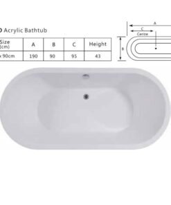 Alternative view of Aveo acrylic bathtub – elevate your shower room tub experience with a spacious 190cm dimension for unparalleled luxury