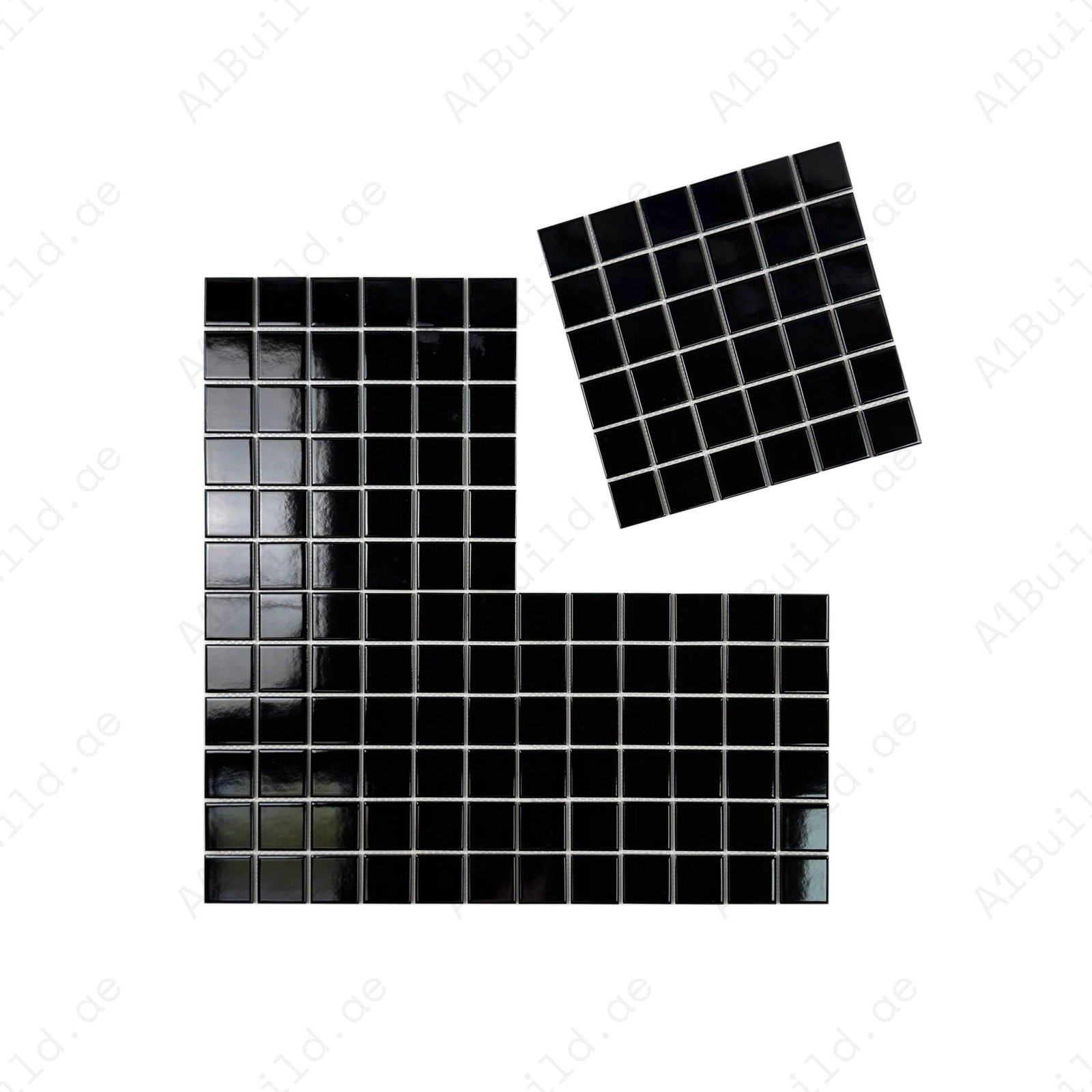 Azure Harmony Black Glossy Ordinary Glazed Porcelain Mosaic - Image 2
