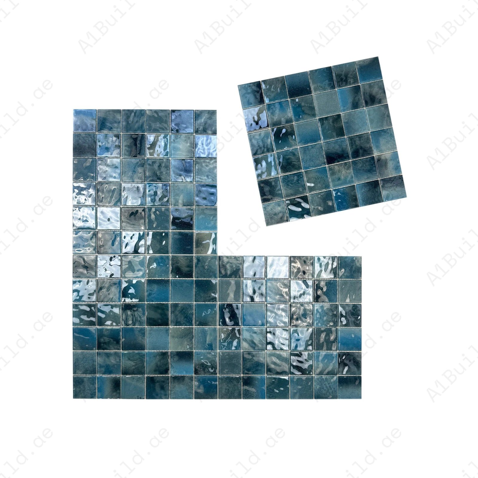 Marble Mirage Series Baby Blue & Tiffany Blue & Sapphire Blue Mixed Marble Transparent Textures Crystal Glass Mosaic - Image 2