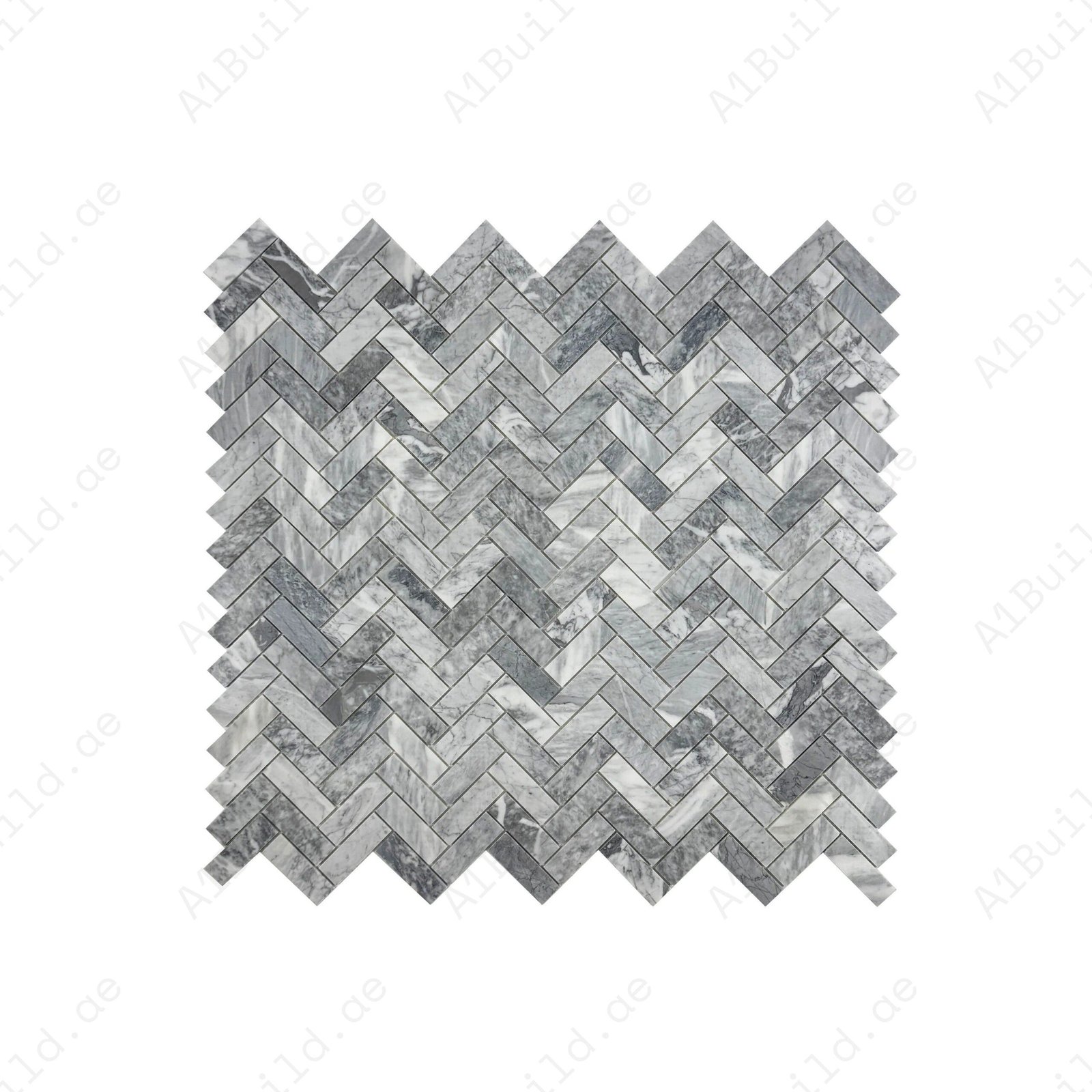 Savoy Prestige Series Bardiglio Polished Herringbone Marble Mosaic