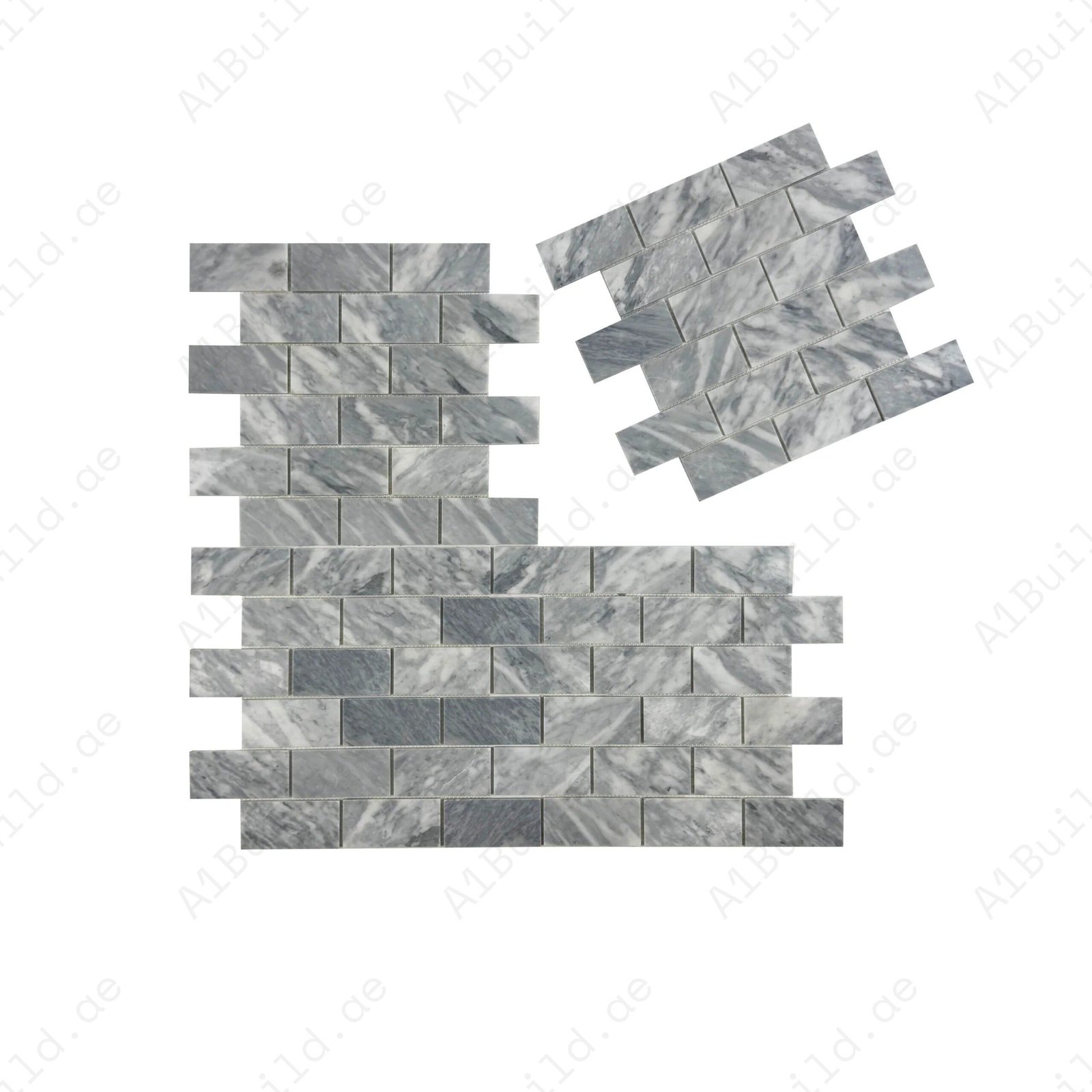 Savoy Prestige Series Bardiglio Polished Brickwork Pattern Rectangular Marble Mosaic - Image 2