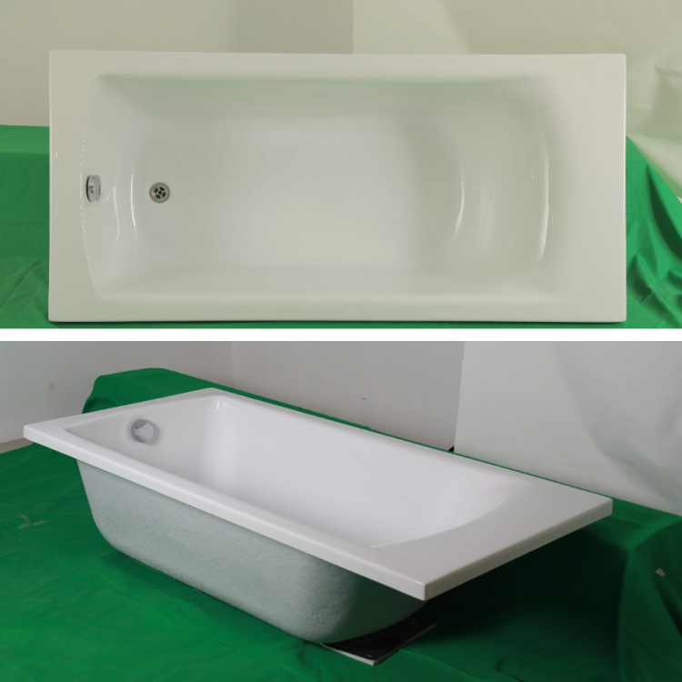 Freestanding Rufina 170×70 cm Acrylic Bathtub with L-Shape Front Panel – Freestanding Design with Pop-Up Waste
