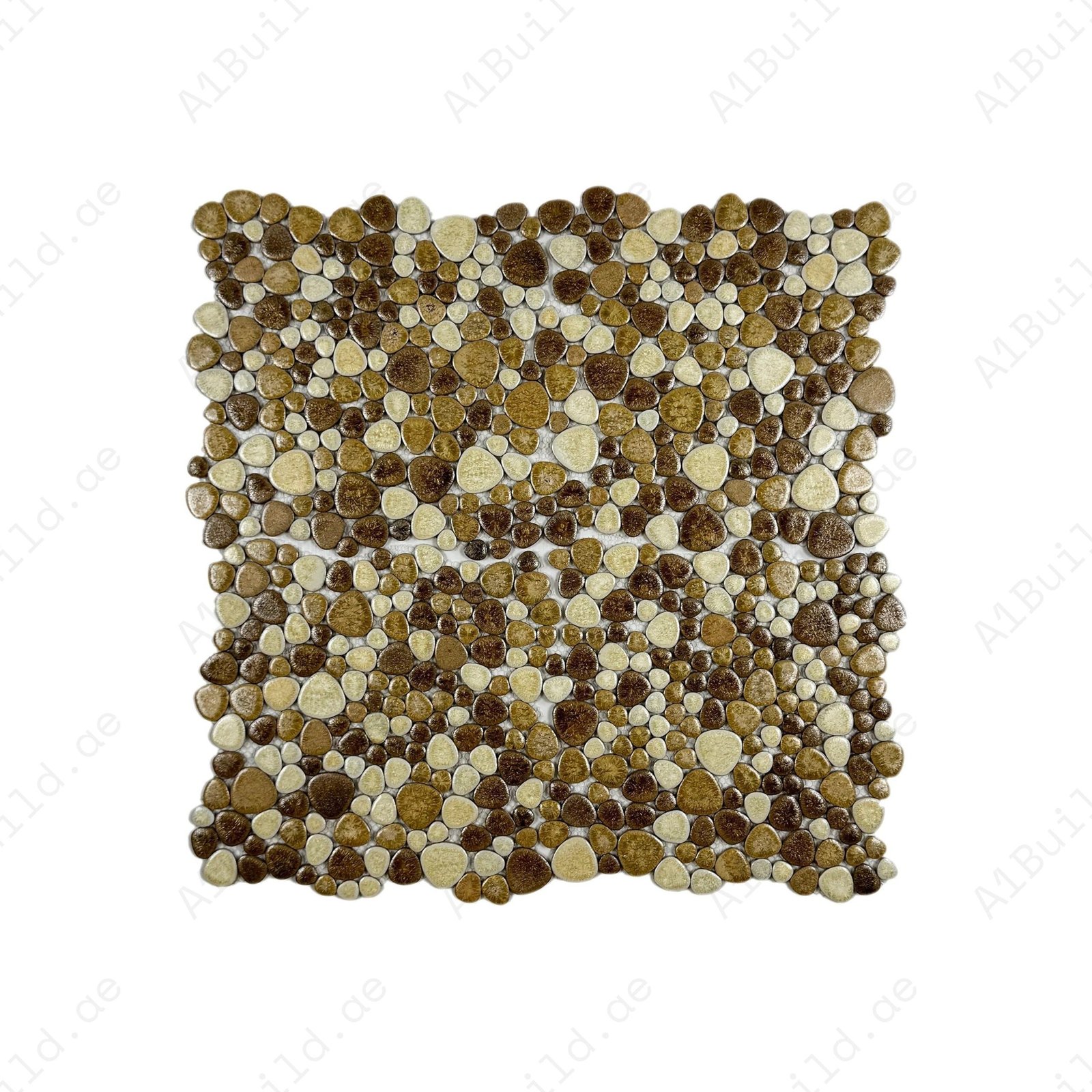 Positano Sky Series Light Beige & French Beige & Boutique Beige Mixed Round Ice Crack Porcelain Mosaic