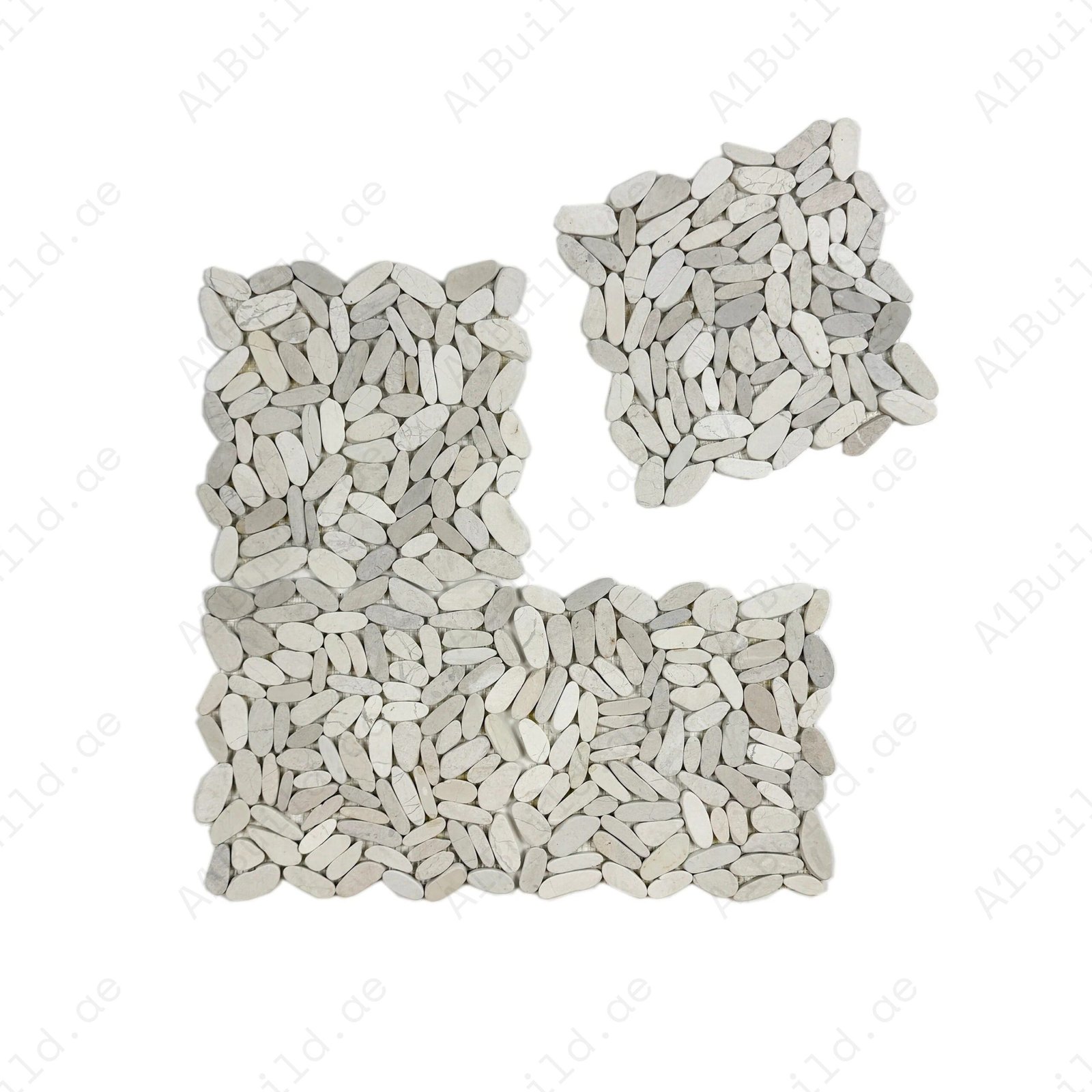 Pebble Serenade Series Beige Semi-Matte Sliced Cutting Long Elliptic Shape Natural Pebble Stone Mosaic - Image 2