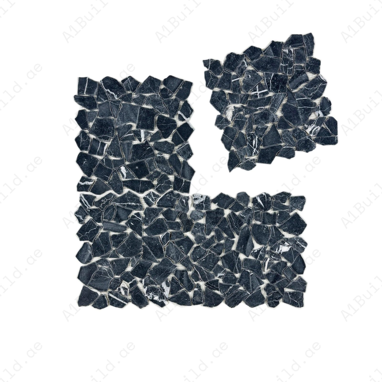 Marble Reverie Series Black Marquina Honed Irregular Shape Marble Mosaic - Image 2