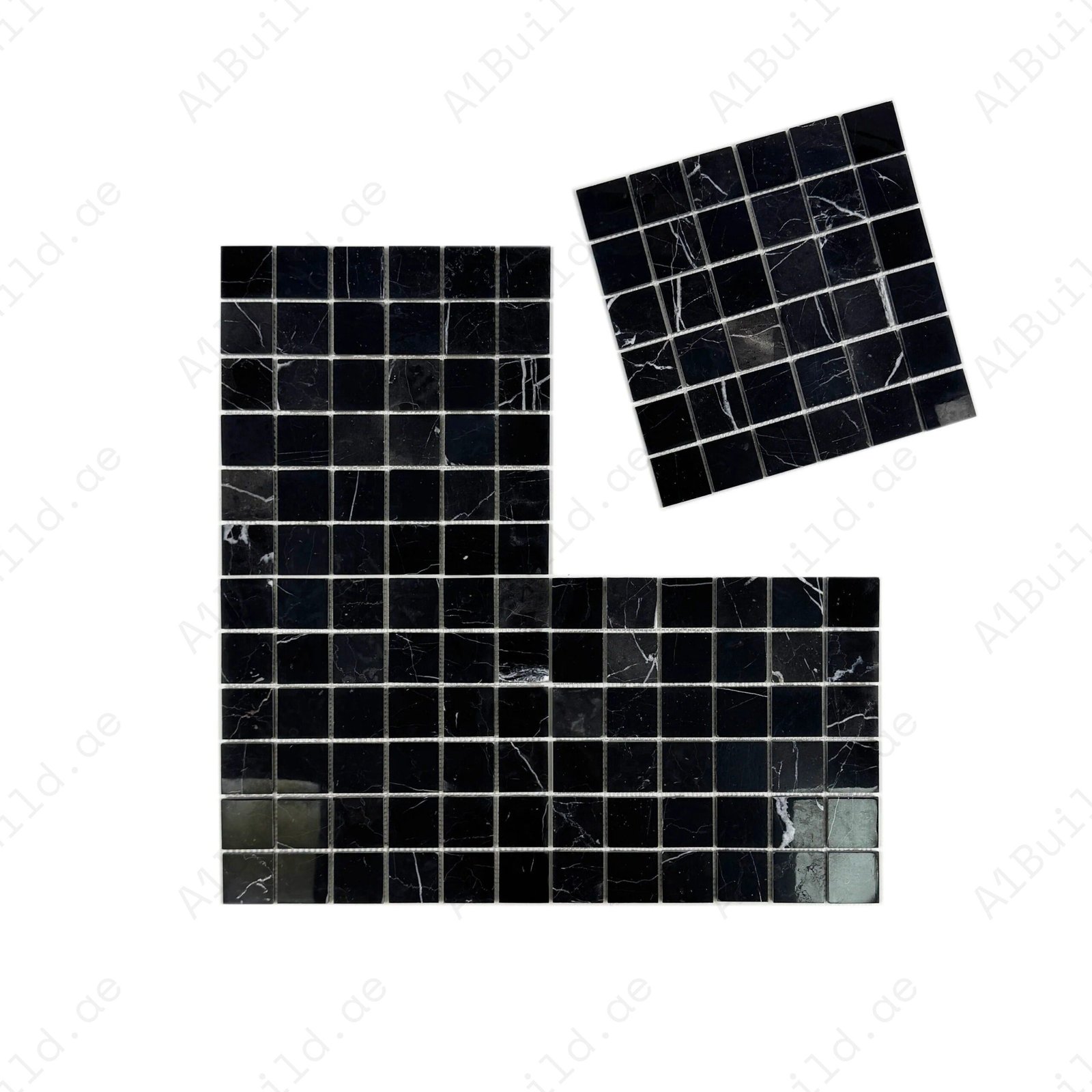 Palace Royale Series Black Marquina Polished Square Marble Mosaic - Image 2