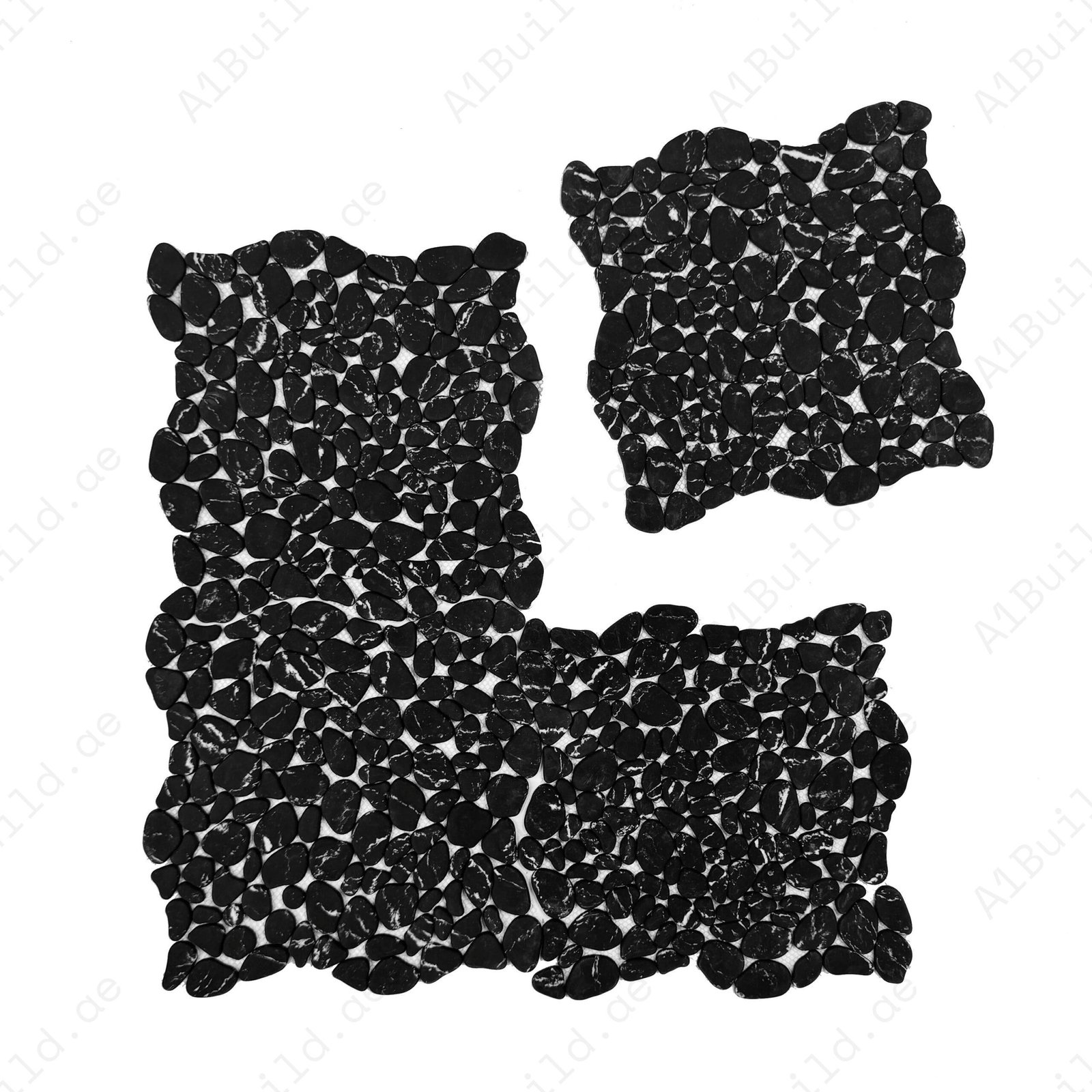Pebble Serenade Black With White Vein Semi-Matte Irregular Round Shape Artificial Pebble Stone Mosaic - Image 2