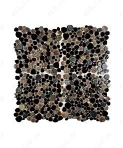 Positano Sky Series Light Brown & Chocolate Brown & Coffee Brown Mixed Round Ice Crack Porcelain Mosaic