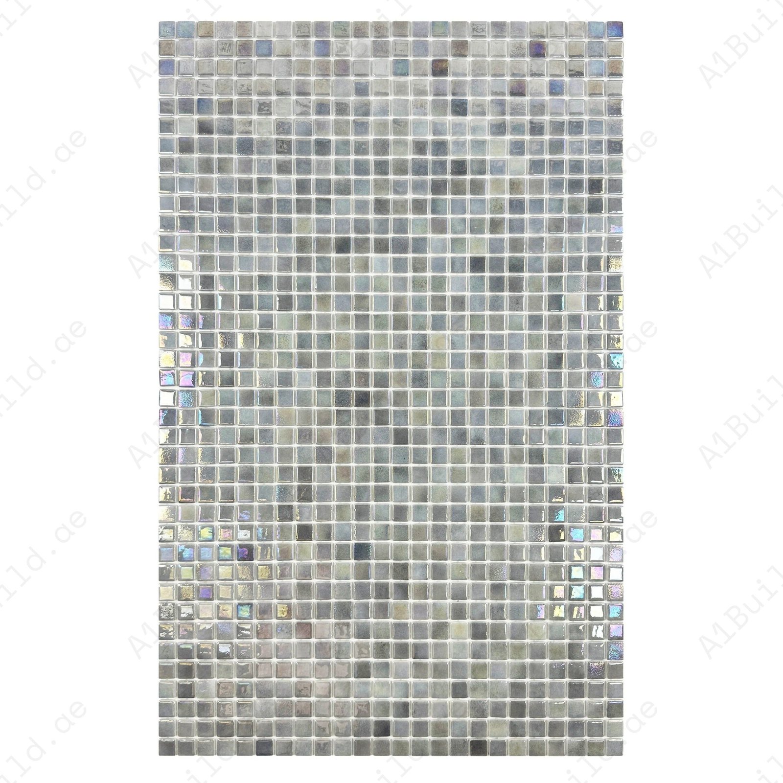 European Mosaic Series Light Grey Iridescent Recycled Glass Mosaic