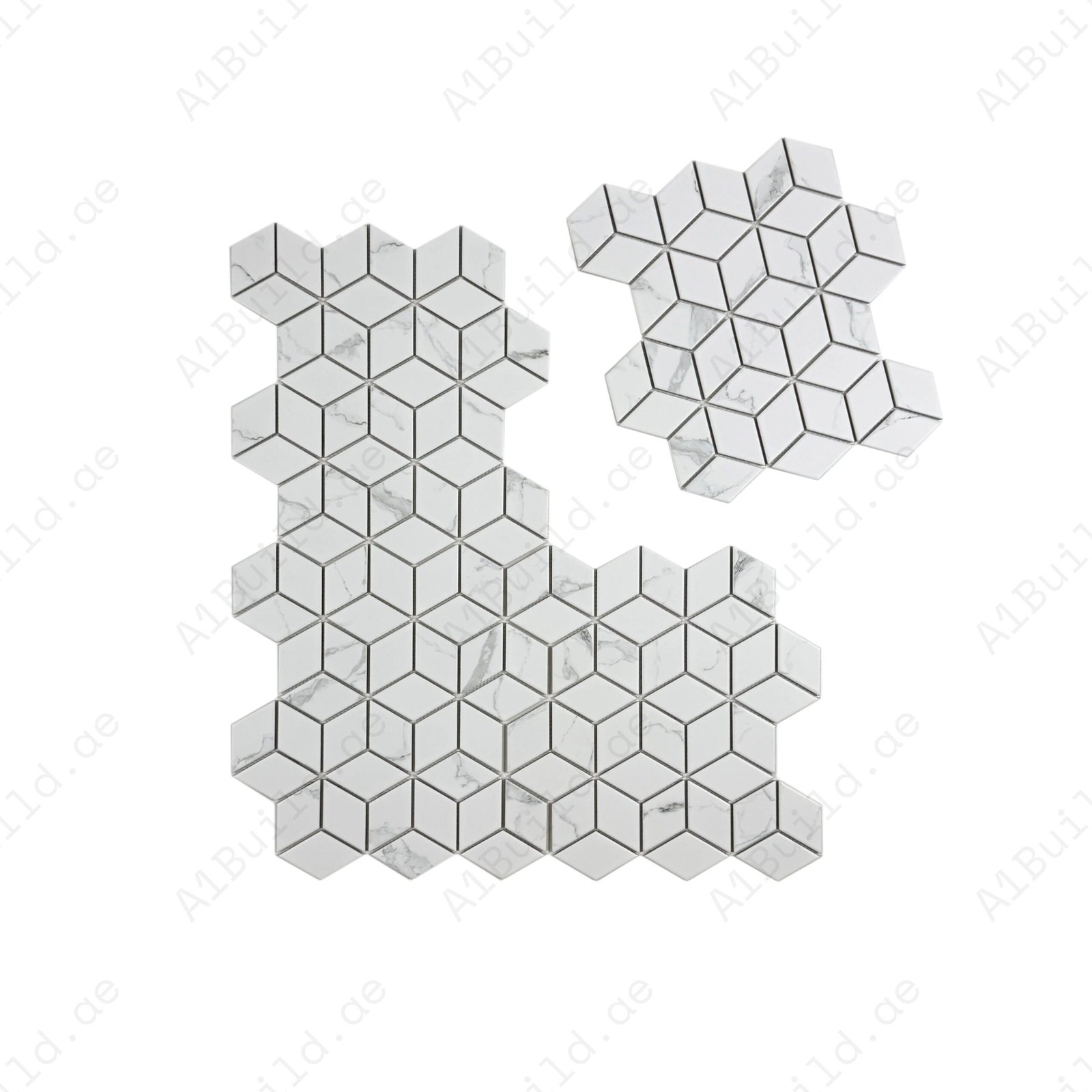 Carrara Lumina Series Carrara White Dismond Shape Porcelain Mosaic - Image 2