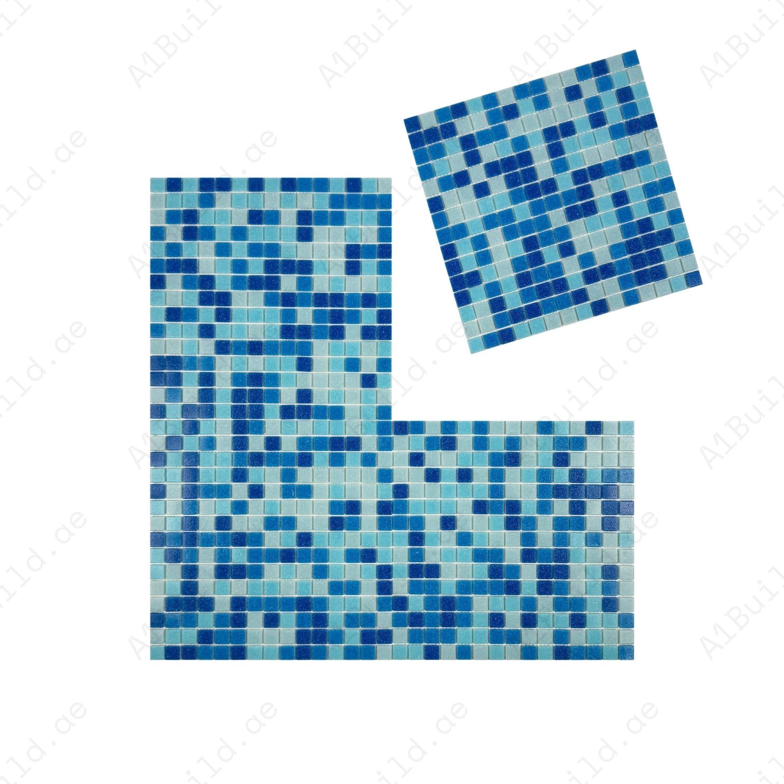 Serene Spectrum Sky Blue & French Blue & Navy Blue Mixed Hot Melt Glass Mosaic - Image 2